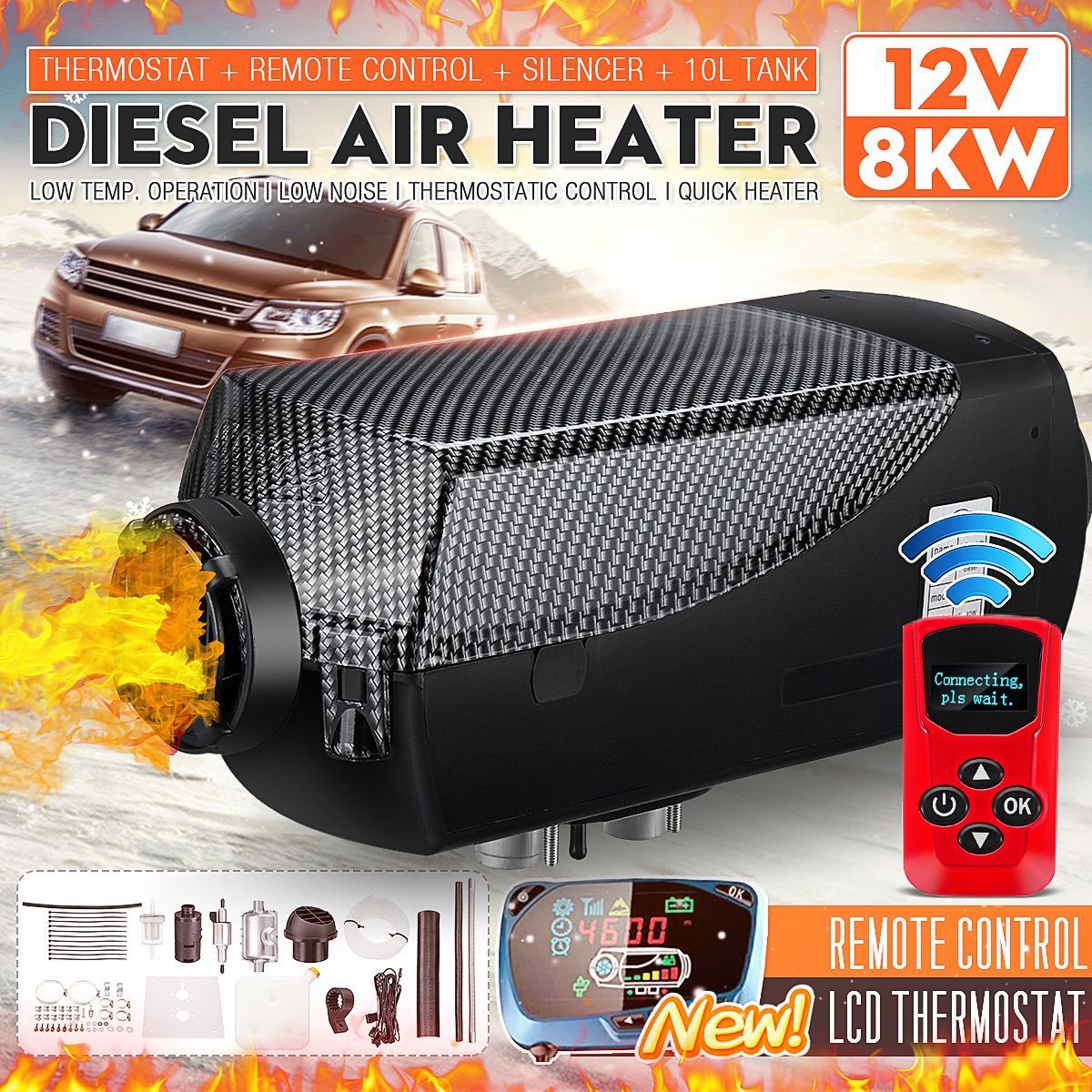 8KW-12V-Car-Diesel-Air-Parking-Heater-Black-Carbon-Fiber-Color-with-Blue-LCD-Thermostat-Remote-Silen-1565894