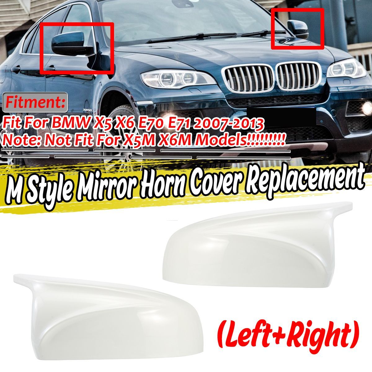 1-Pair-Glossy-White-Rear-View-Mirror-Cap-Cover-Replacement-Left--Right-For-BMW-X5-X6-E70-E71-2007-20-1754884