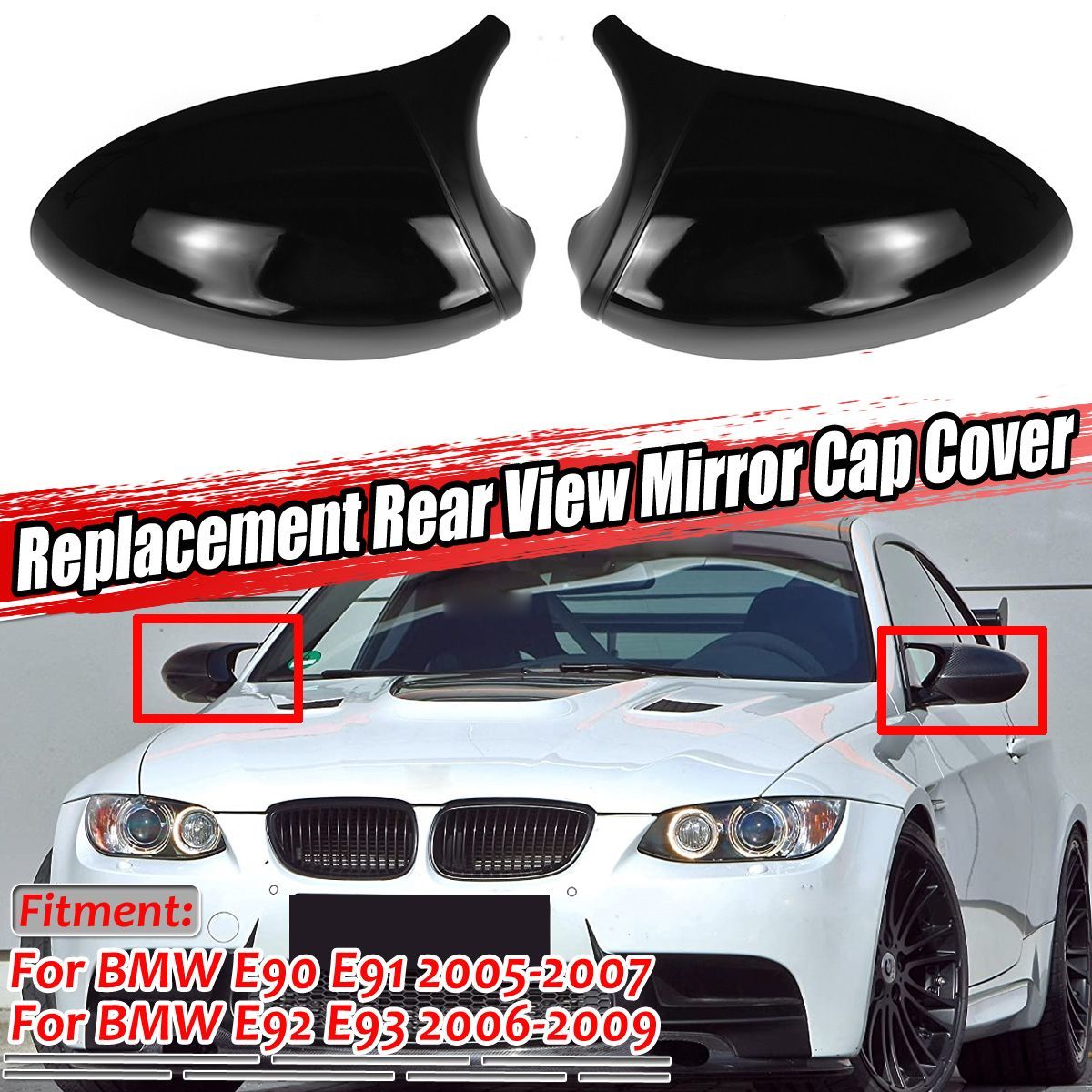 1-Pair-M3-Style-Mirror-Cap-Cover-Gloss-Black-For-BMW-3-Series-E90-E91-E92-E93-1754882