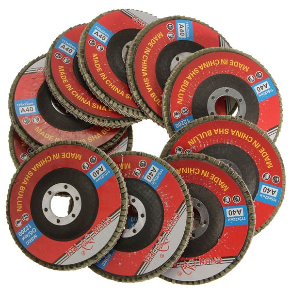 10pcs-Polishing-Wheel-Film-Angle-Grinder-115mm-Flap-Sanding-Discs-222mm-Bore-40-Grit-1014268