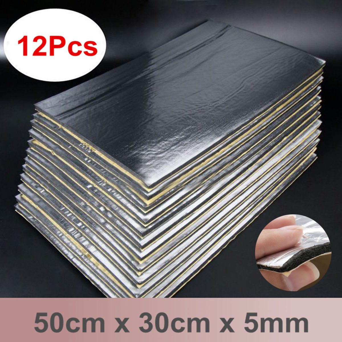 12PCS-14x20-5mm-Sound-Deadener-Car-Heat-Shield-Insulation-Deadening-Mat-Sound-Insulation-Cotton-1271008