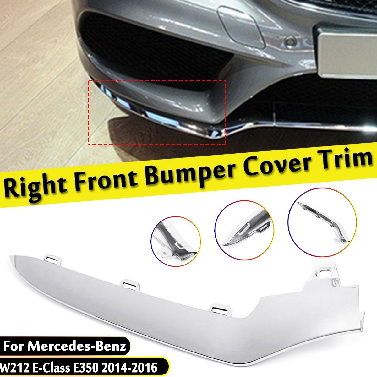 1pc-Chrome-Front-Bumper-Cover-Trim-Molding-For-Mercedes-Benz-W212-E350-14-16-LeftRight-1722561
