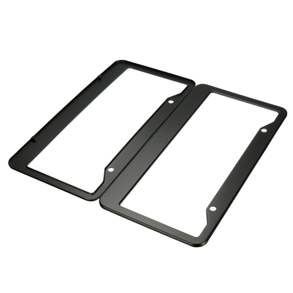 2-Pcs-Black-Metal-Stainless-Steel-License-Plate-Frames-With-Screw-Caps-Tag-Cover-1035269