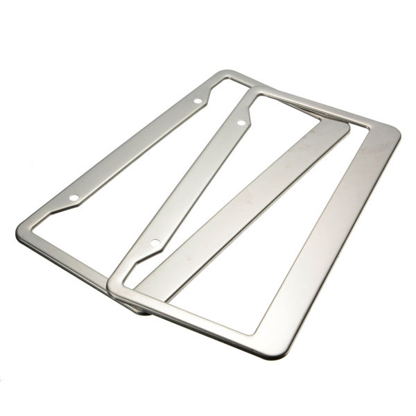 2-Pcs-Sliver-Stainless-Steel-License-Plate-Frames-With-Screw-Caps-Tag-Cove-1035270