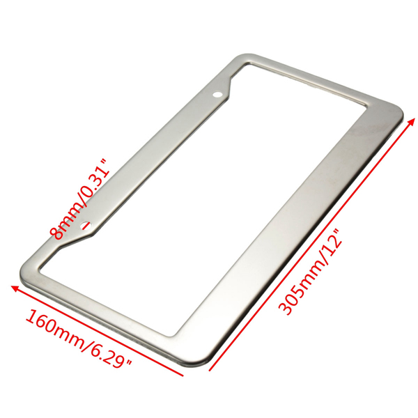 2-Pcs-Sliver-Stainless-Steel-License-Plate-Frames-With-Screw-Caps-Tag-Cove-1035270