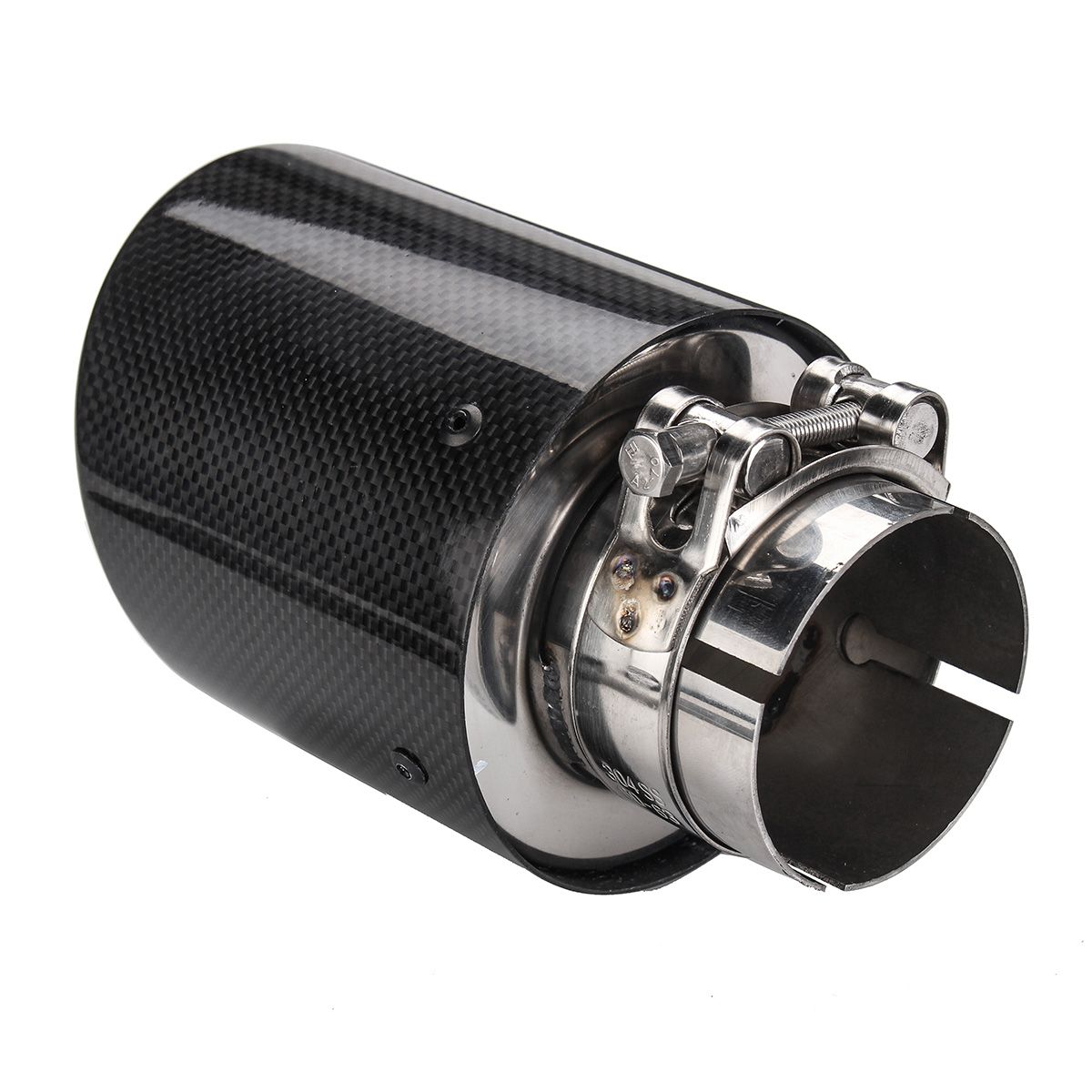 25-Inch-63mm-In-101mm-Out-Glossy-Carbon-Fiber-Car-Exhaust-Muffler-Tip-Pipe-1475416