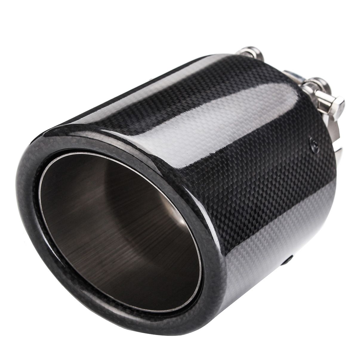 25-Inch-63mm-In-101mm-Out-Glossy-Carbon-Fiber-Car-Exhaust-Muffler-Tip-Pipe-1475416