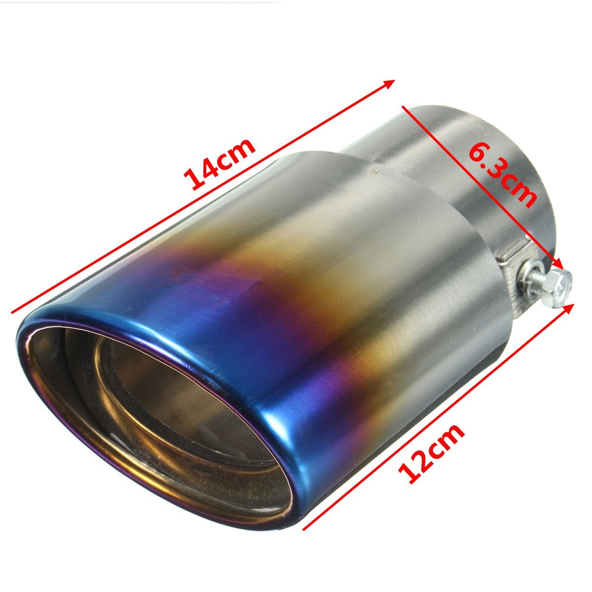 25quot-Grilled-Blue-Chrome-Stainless-Steel-Exhaust-Muffler-Tip-Pipe-Universal-1060330