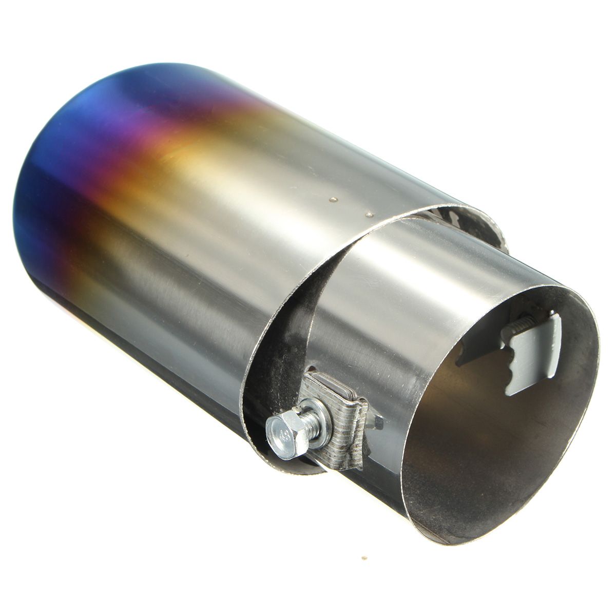 25quot-Grilled-Blue-Chrome-Stainless-Steel-Exhaust-Muffler-Tip-Pipe-Universal-1060330