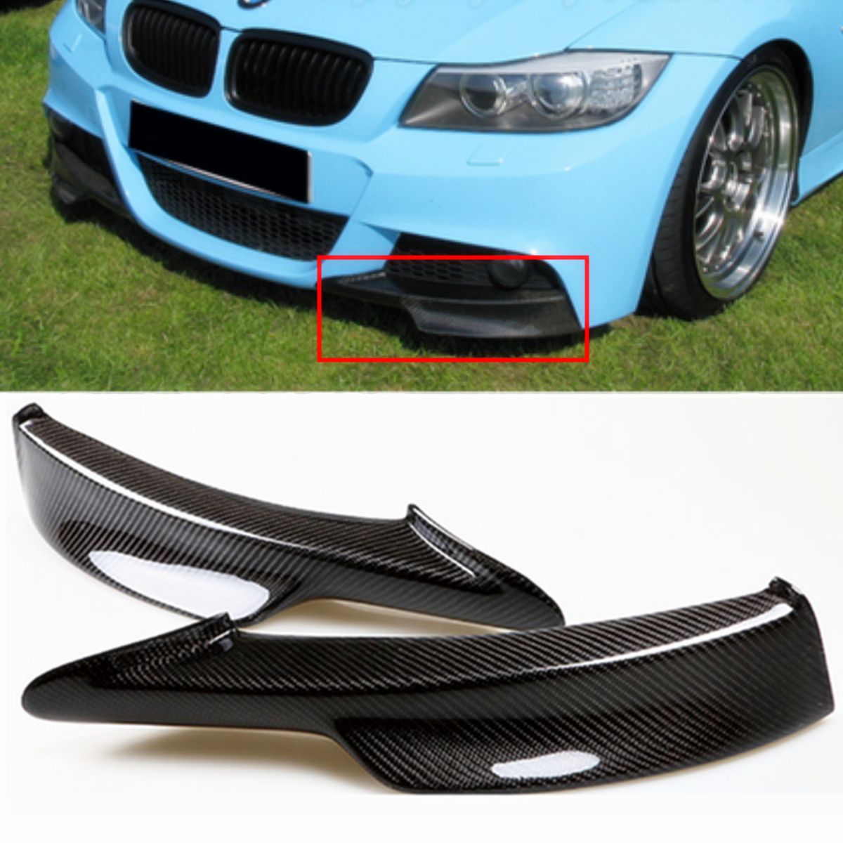 2PCS-Carbon-Fiber-Board-Front-Bumper-Splitter-Lip-for-BMW-E90-335i-328i-LCI-M-Tech-Bumper-1541910