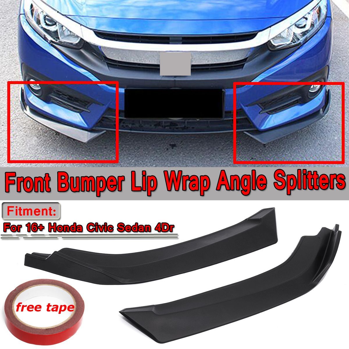 2PCS-Matt-Black-Front-Bumper-Body-Kit-Splitter-Aprons-For-For-Honda-Civic-Sedan-4DR-2016-2018-1763251