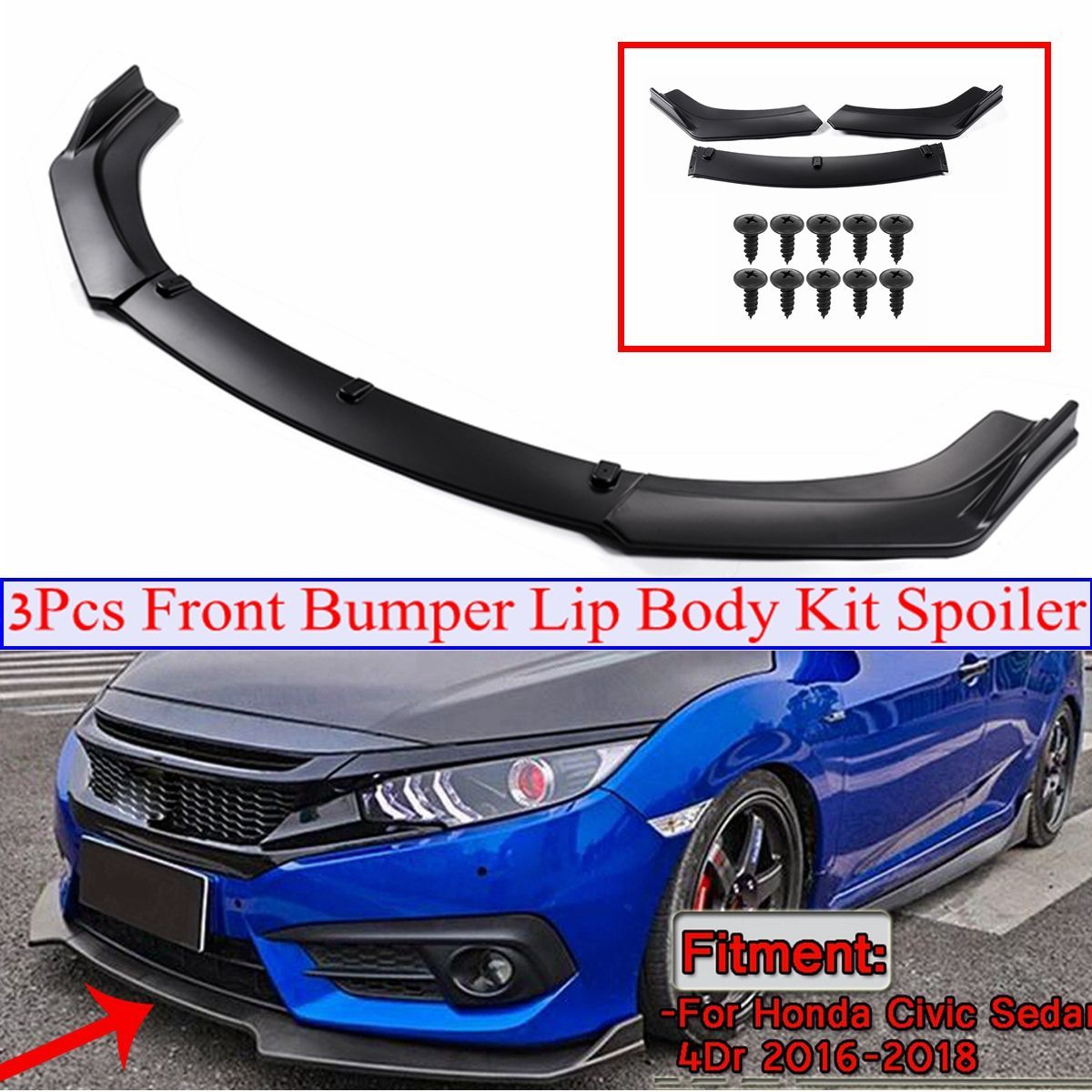 3Pcs-Front-Bumper-Lip-Spoiler-Chin-Splitter-Matte-Black-For-Honda-Civic-Sedan-4-Door-2016-2018-1708534