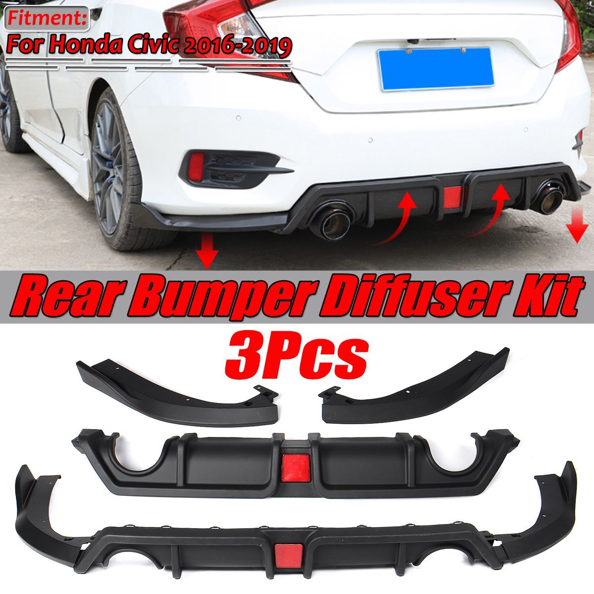 3Pcs-Matte-Black-Car-Rear-Bumper-Diffuser-For-Honda-Civic-2016-2019-1605087