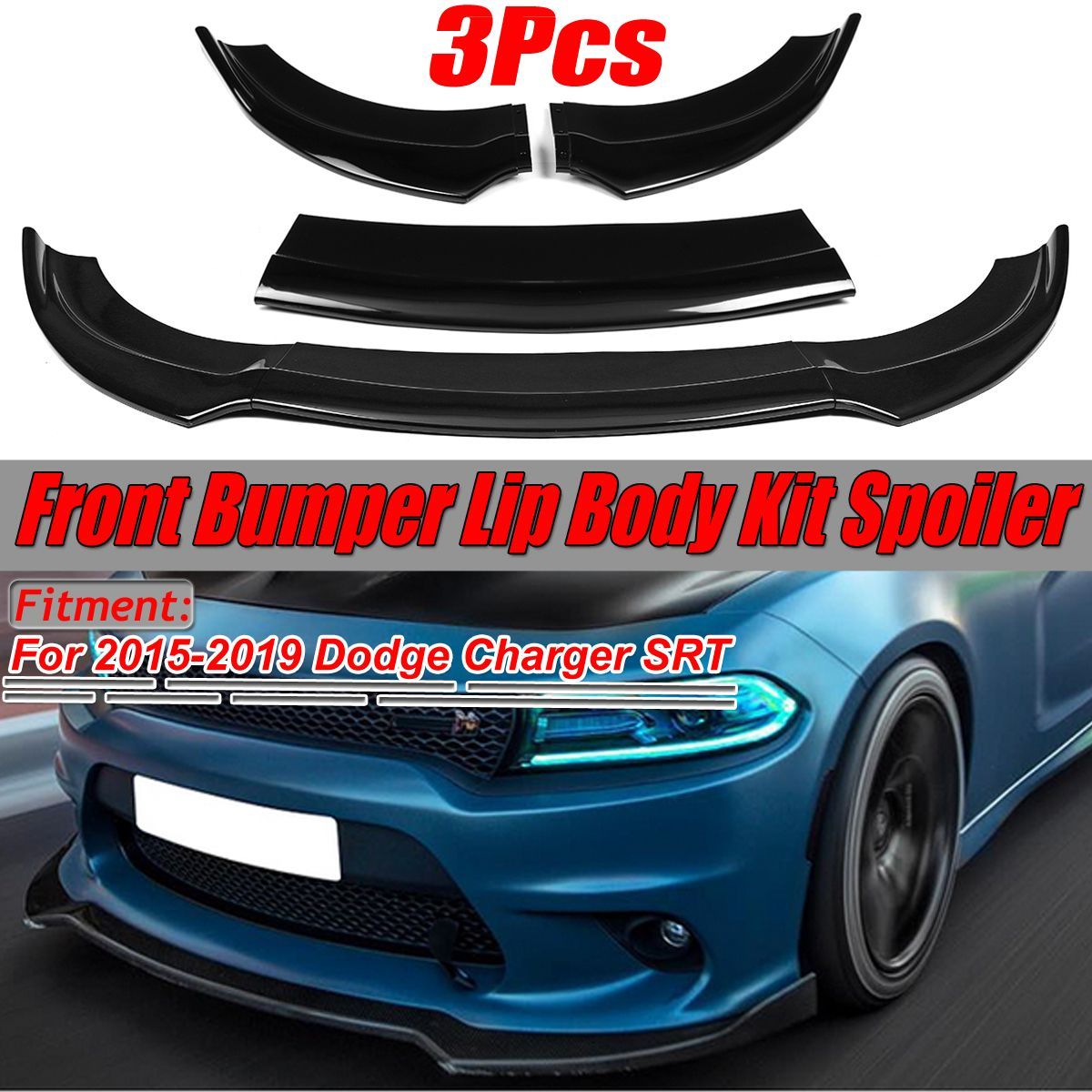3X-Gloss-Black-Front-Bumper-Lip-Spoiler-Splitter-Protector-For-Dodge-Charger-SRT-2015-2019-1584981