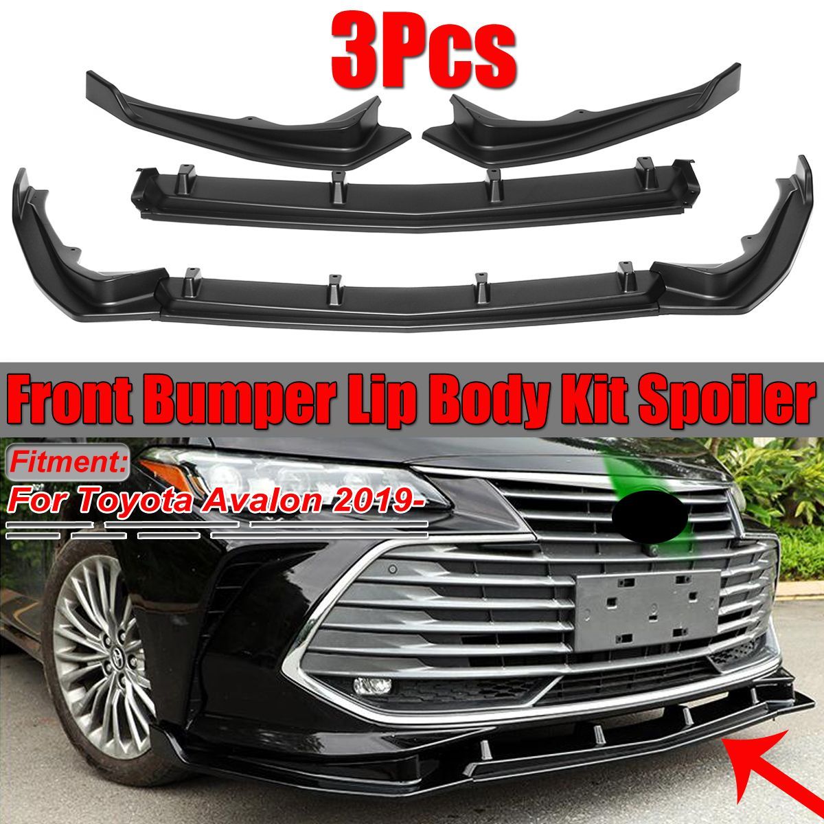 3pcs-ABS-Matte-Black-Front-Bumper-Lip-Spoiler-Cover-Trim-Protector-For-ToyotaAvalon-2019-1576709