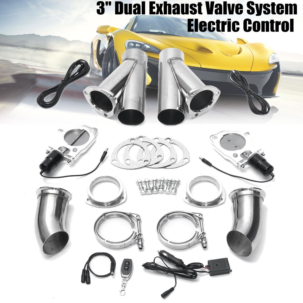 3quot-76mm-Exhaust-Muffler-Valve-Cutout-E-Cut-System-Dump-Electric-Wireless-Remote-1221750