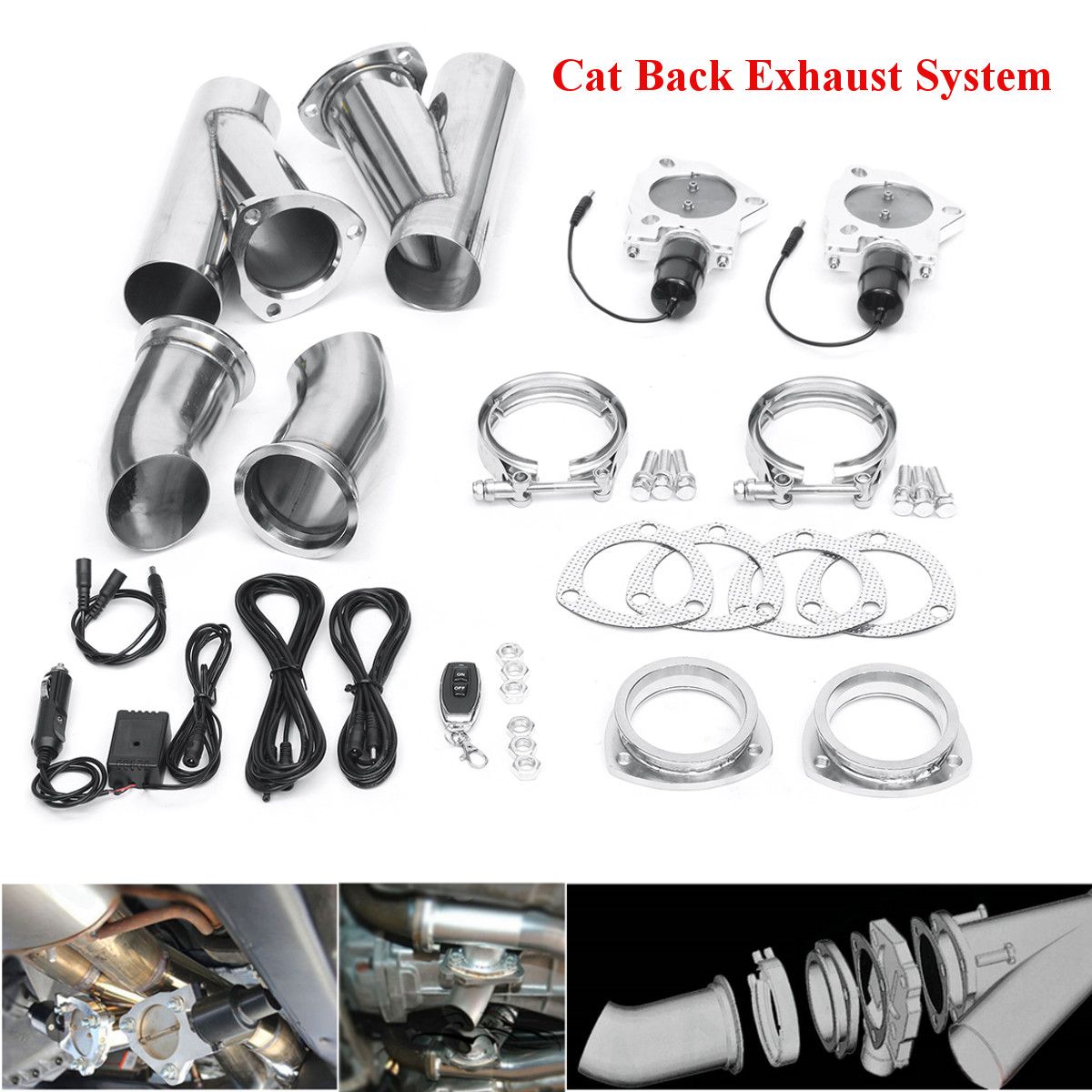 3quot-76mm-Exhaust-Muffler-Valve-Cutout-E-Cut-System-Dump-Electric-Wireless-Remote-1221750