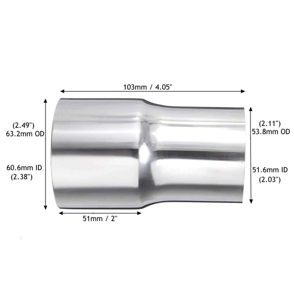 60mm-To-51mm-Mild-Steel-Standard-Adapter-Exhaust-Reducer-Connector-Pipe-Tube-1214217