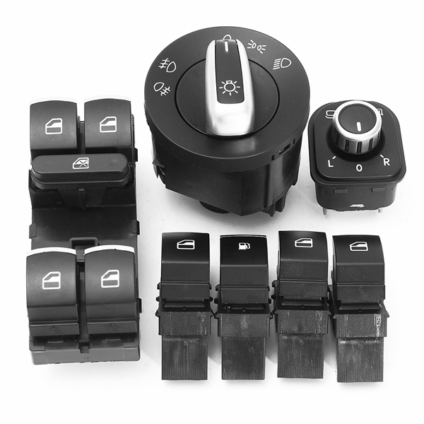 7PCS-Window-Headlight-Mirror-Fuel-GAS-Switch-for-VW-Golf-MK5-MK6-Jetta-Passat-1426556