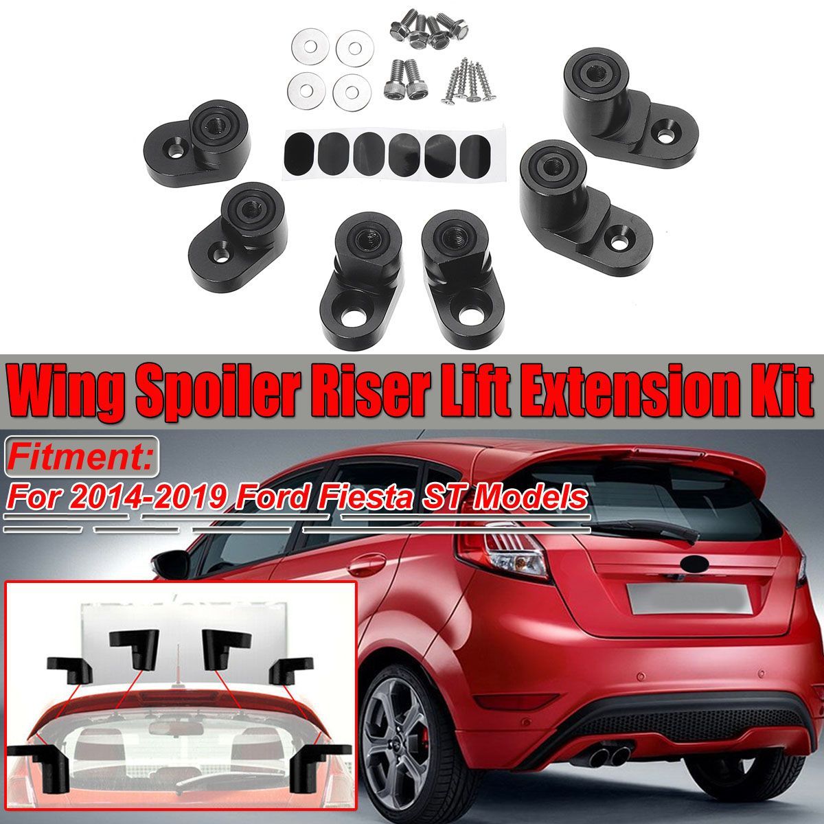 Black-Car-Rear-Spoiler-Wing-Riser-Lift-Extension-Kit-For-Ford-Fiesta-ST-Hatchback-2014-2019-1582060
