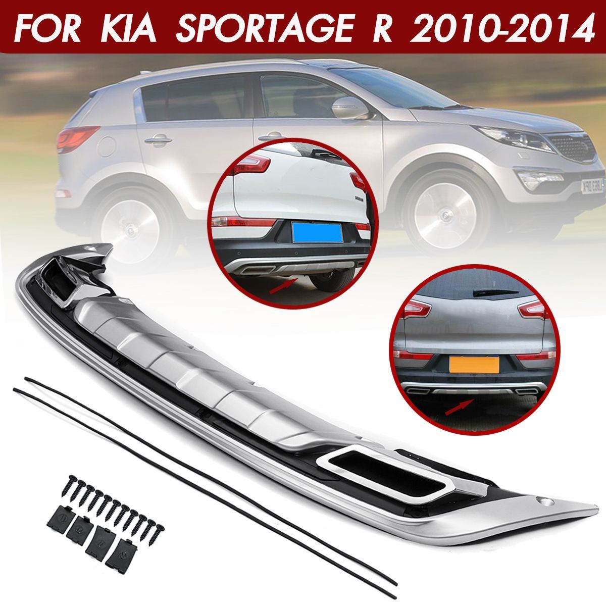 Car-ABS-Rear-Bumper-Guard-Board-Protector-Exterior-For-KIA-Sportage-R-2010-2014-1580559