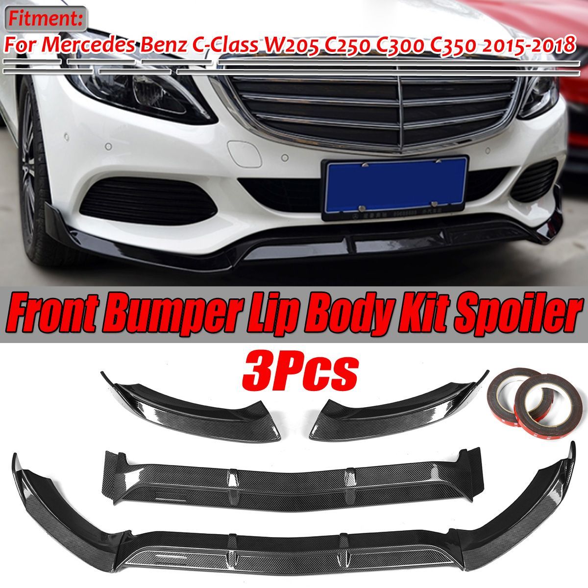 Car-Carbon-Fiber-Front-Bumper-Lip-Body-Protector-Kit-Spoiler-For-Mercedes-C-Class-W205-C250-C300-C35-1638878