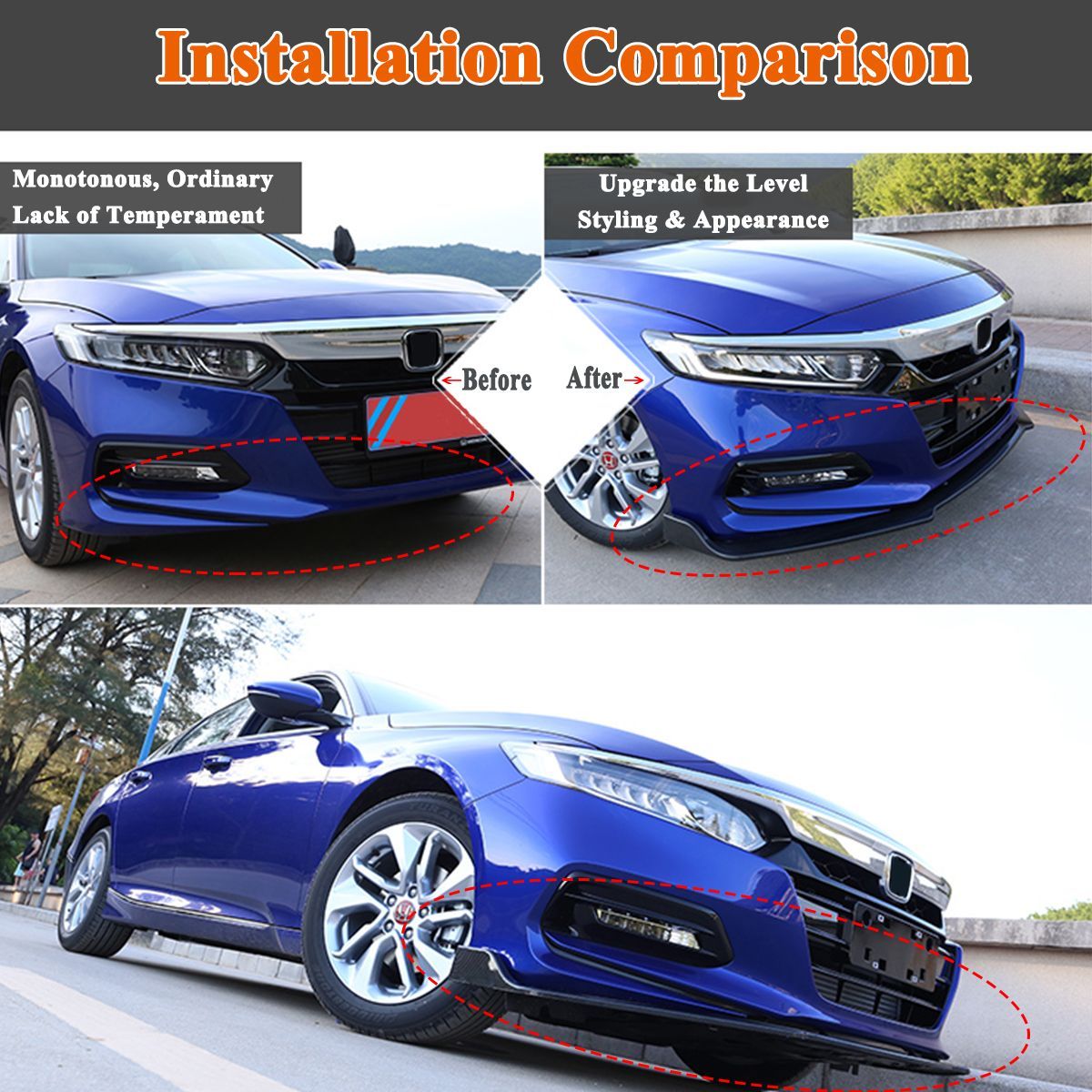 Car-Carbon-Fiber-Matte-Black-Front-Bumper-Lip-Protection-Trim-For-Honda-Accord-2018-1579322