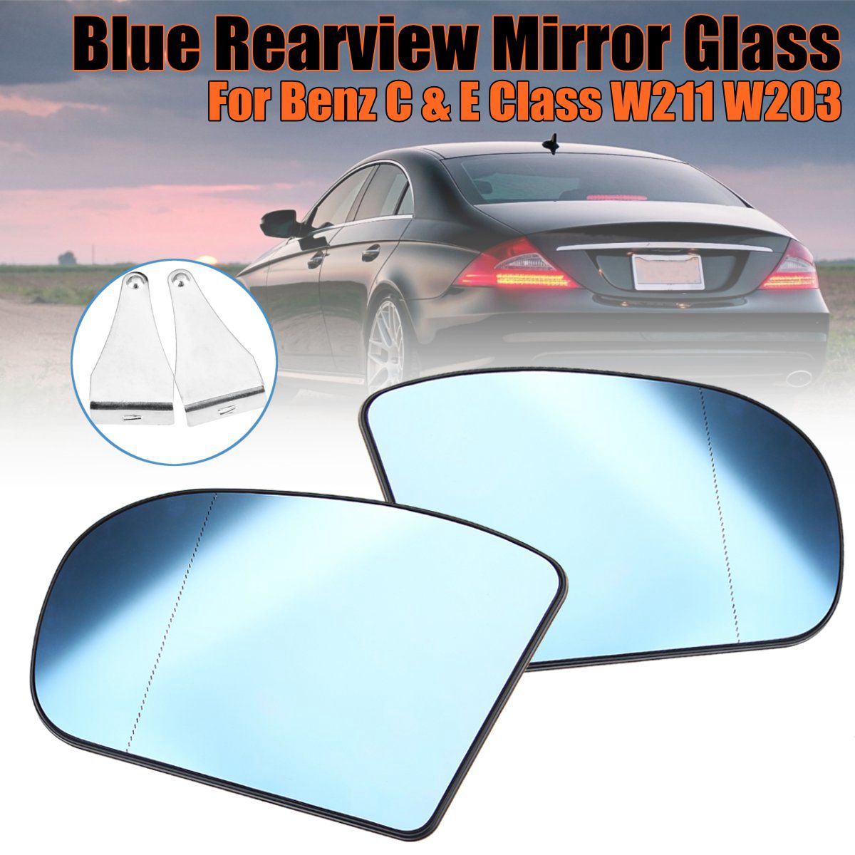 Car-LeftRight-Blue-Anti-Glare-Heated-Rearview-Mirror-Glass-For-Benz-C-E-Class-W211-W203-A2038100121--1514971