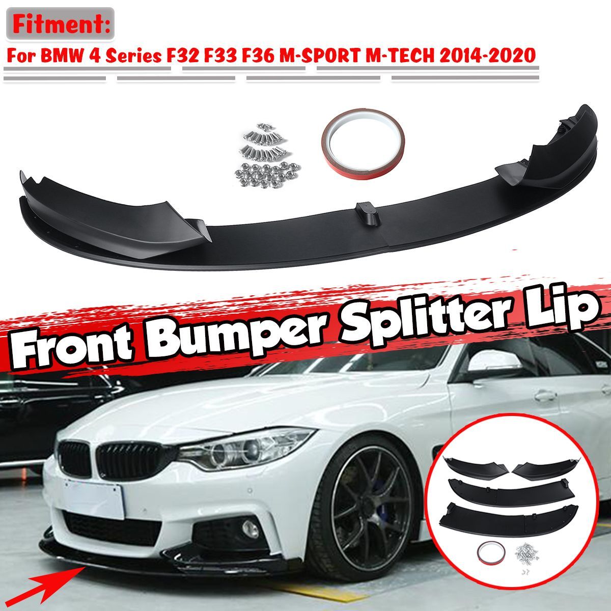 Car-Universal-Carbon-Fiber-Look-Matte-Black-Front-Bumper-Splitter-Lip--Body-Kits-For-BMW-4-Series-1764398