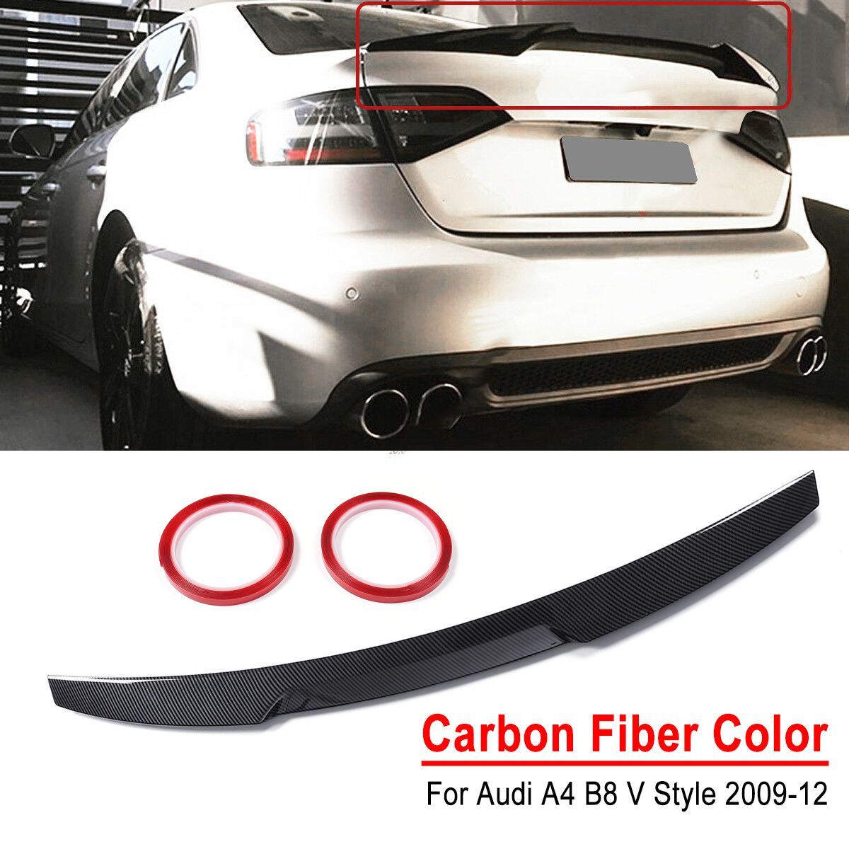 Carbon-Fiber-Color-Trunk-Lid-Spoiler-M4-V-Style-Highkick-Duckbill-For-Audi-A4-B8-2009-2012-1663702