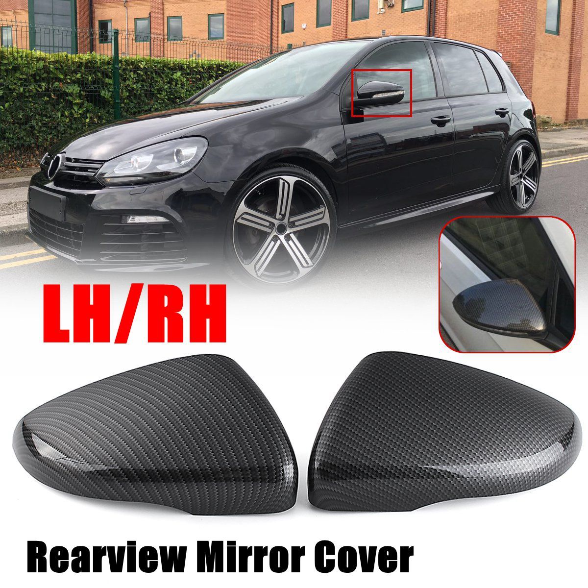 Carbon-Fiber-LeftRight-Side-Wing-Door-Rearview-Mirror-Cover-Cap-For-VW-Touran-Golf-MK6-1663257