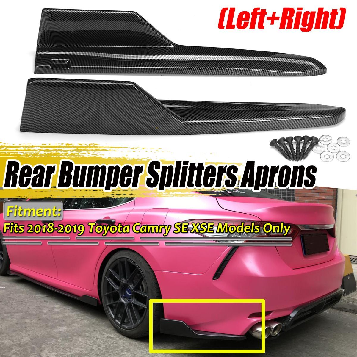 Carbon-Fiber-Look-Rear-Bumper-Side-Corner-Spats-Apons-For-Toyota-Camry-2018-1720157