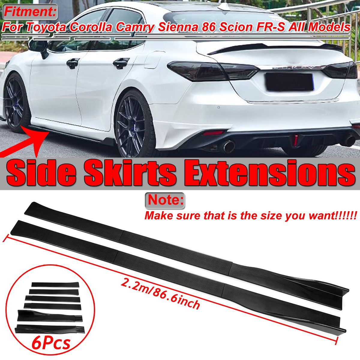 Carbon-Fiber-Pair-of-Car-Side-Skirt-Extensions-Splitters-For-LEXUS-Infiniti-1556977