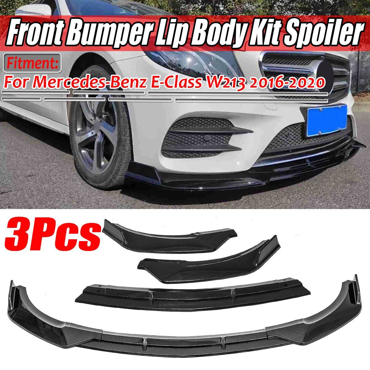 Carbon-Fiber-Style-Front-Bumper-Lip-Spoiler-Cover-Trim-3PCS-For-Mercedes-E-Class-W213-2016-2020-1654257