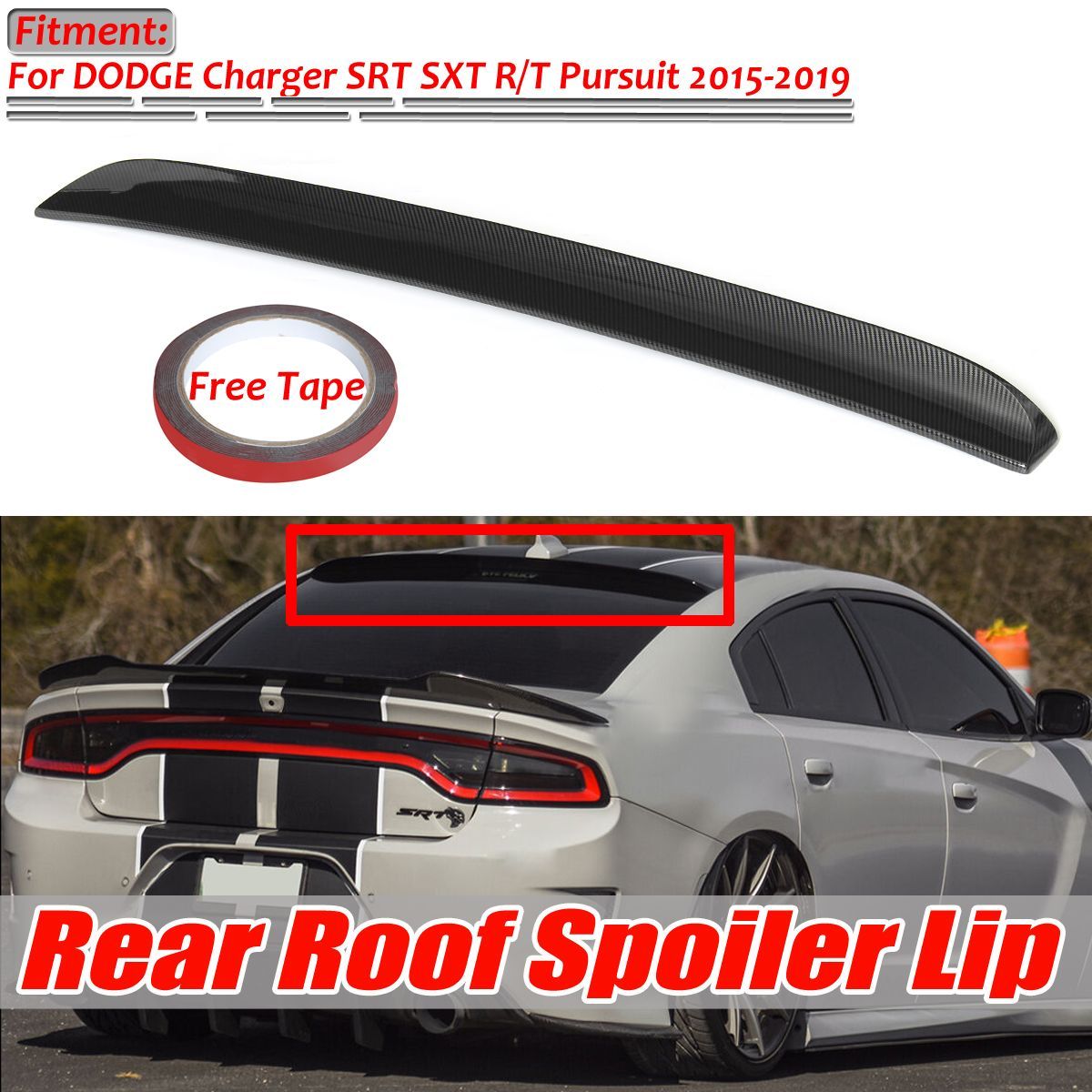 Carbon-Look-Rear-Window-Roof-Vent-Visor-Spoiler-Wing-For-DODGE-Charger-2015-2019-1722477