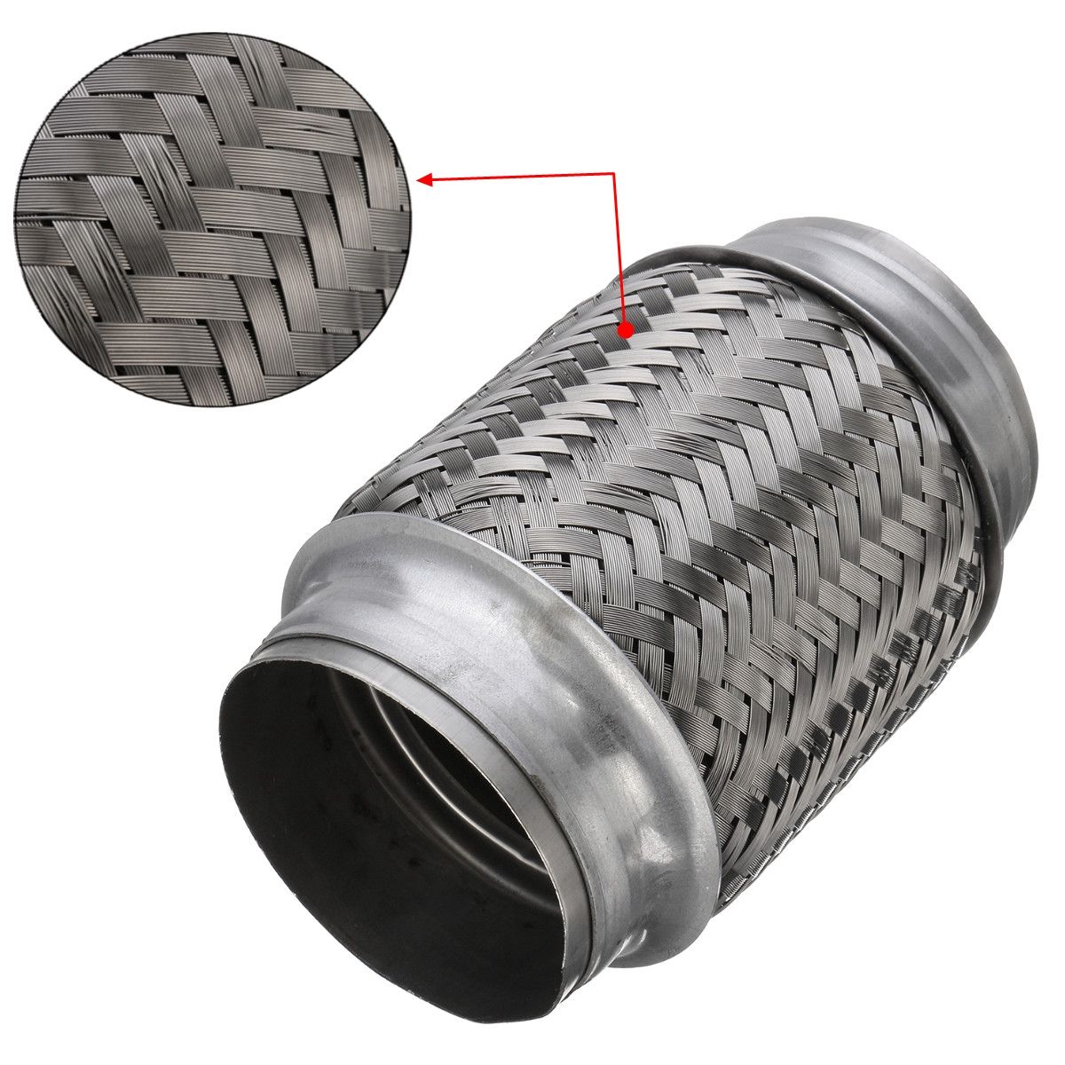 Exhaust-Flex-Pipe-Tube-Stainless-Steel-Double-Braid-3-Inch-X-6-Inch-w-Ends-Flexi-1251553