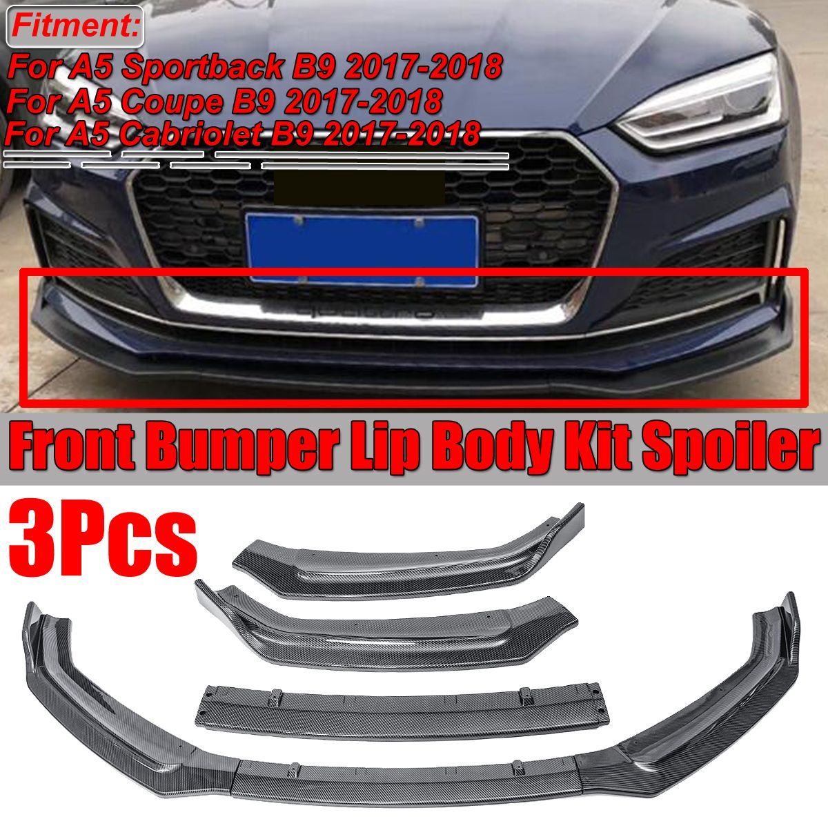 For-Audi-A5-2017-2018-Carbon-Fiber-Look-Front-Bumper-Lip-Body-Spoiler-Splitter-1700179
