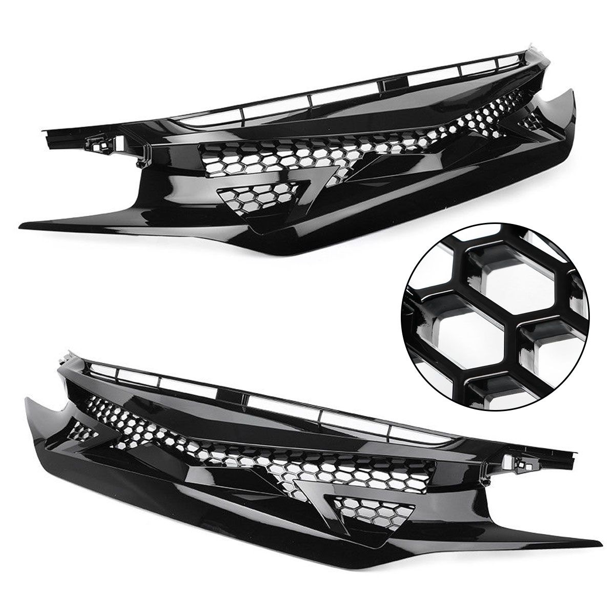 For-Honda-Civic-2016-18-6Pcs-Front-Hood-Mesh-Grill-Grille-Bumper-Trims-Eyebrow-1489993