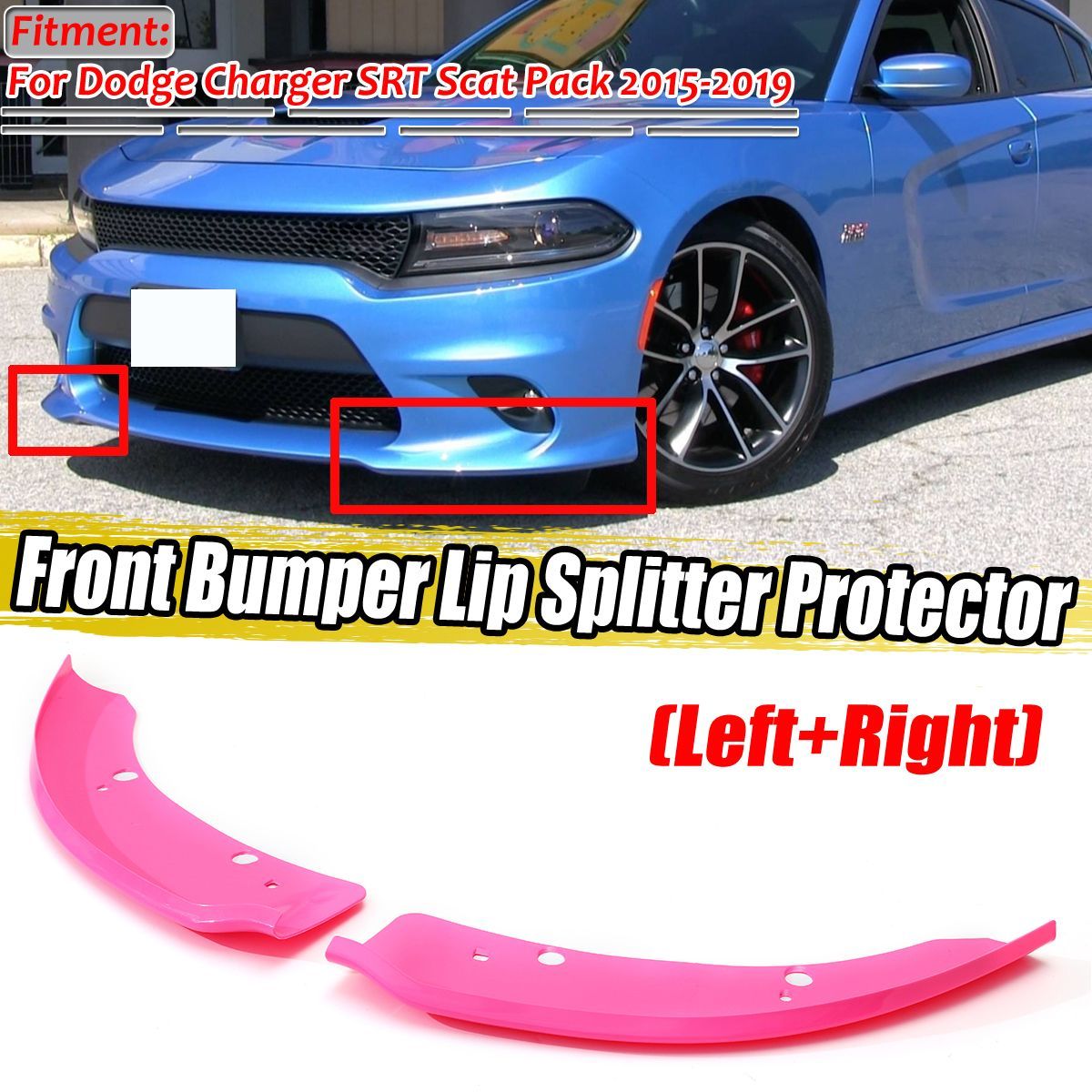 Front-Bumper-Lip-Splitter-Protector-Pink-For-Dodge-Charger-SRT-Scat-Pack-2015-2019-1684872