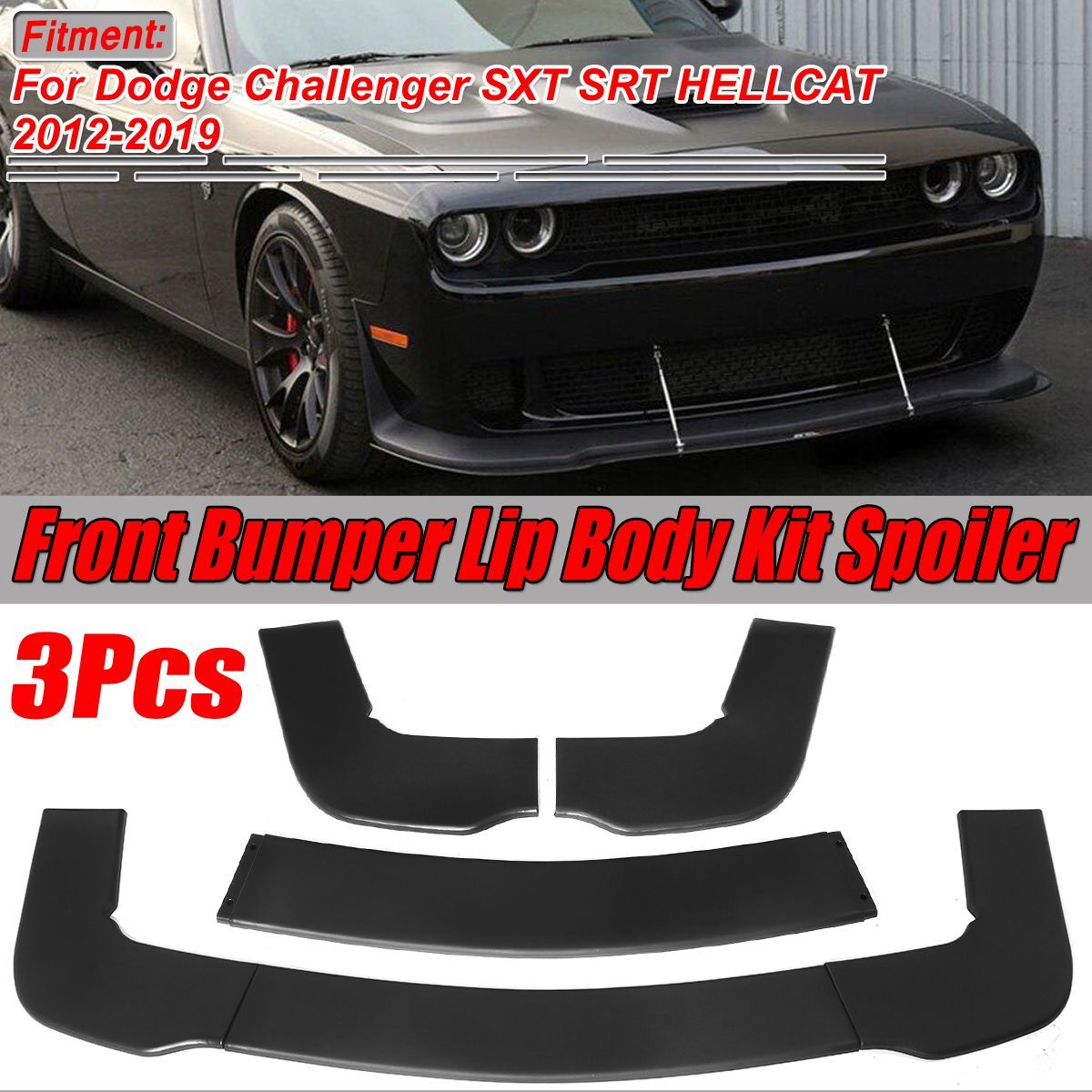Front-Bumper-Lip-Splitter-Spoiler-Matte-Black-For-Dodge-Challenger-SRT-2012-2019-1746132