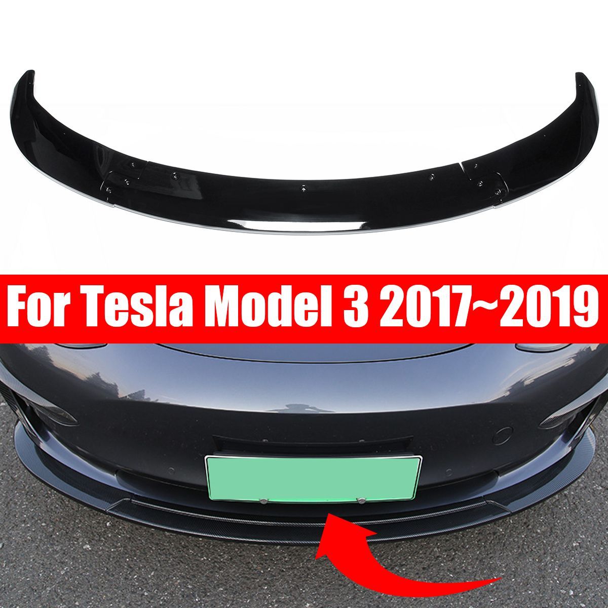 Gloss-Black-Front-Bumper-Lip-Protector-Spoiler-Splitter-Cover-For-Tesla-Model-3-2017-2019-1571734