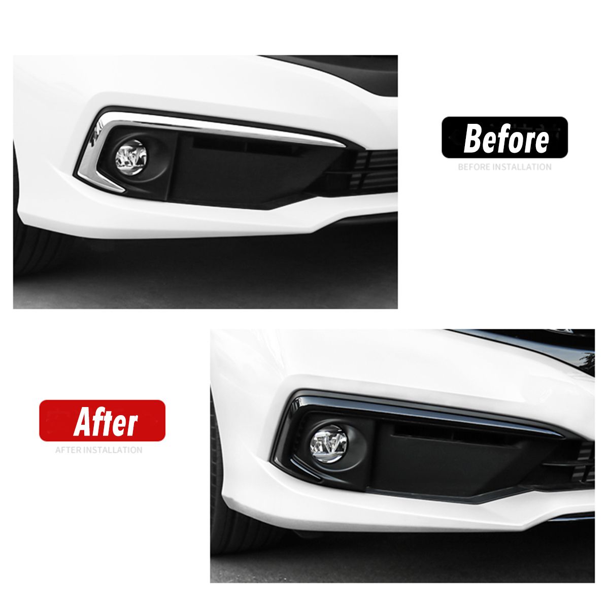 Glossy-Black-Style-Front-Fog-Light-Eyebrow-Cover-Trim-For-Honda-Civic-2019-Up-1631084