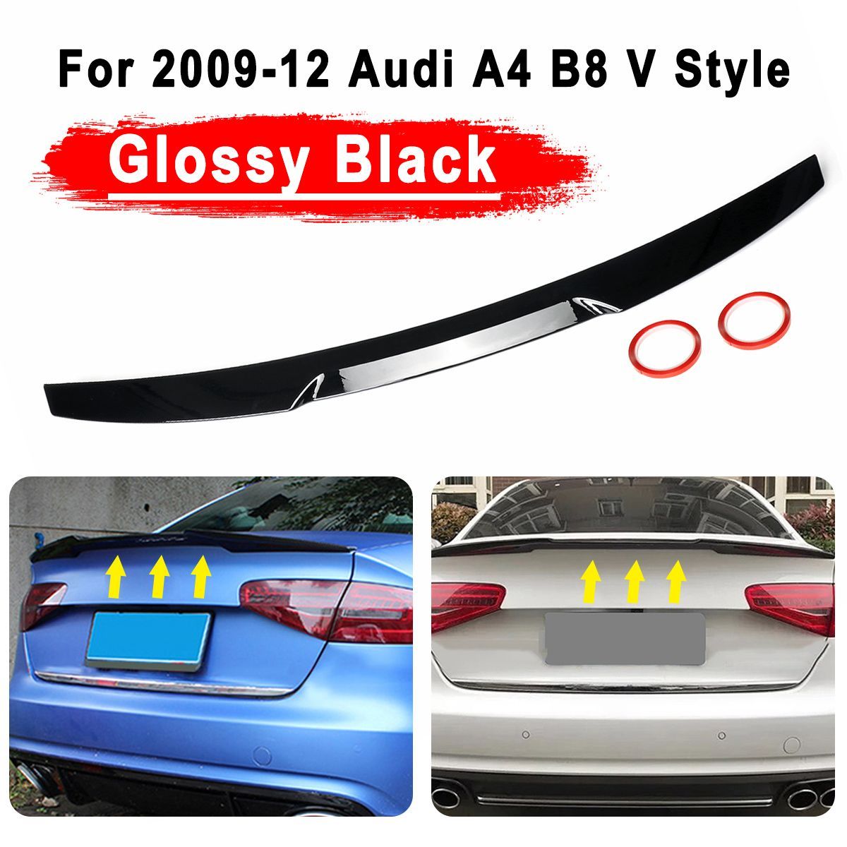 Glossy-Black-Trunk-Lid-Spoiler-Highkick-Duckbill-M4-V-Style-For-Audi-A4-B8-2009-2012-1663710