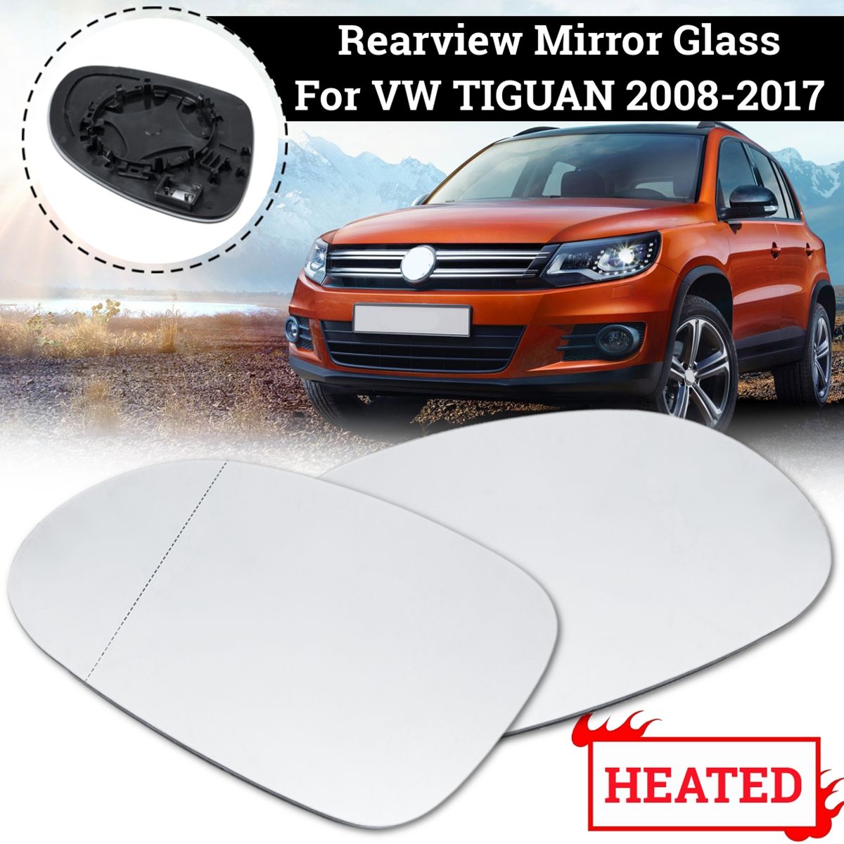 LeftRight-Antifog-Heated-Rearview-Mirror-Glass-For-VW-Tiguan-Sharan-Seat-Alhanbra-1661445