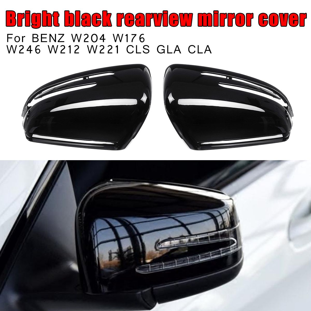 LeftRight-Car-Rearview-Mirror-Cover-Black-For-BENZ-W204-W176-W246-W212-W221-CLS-GLA-CLA-1557234