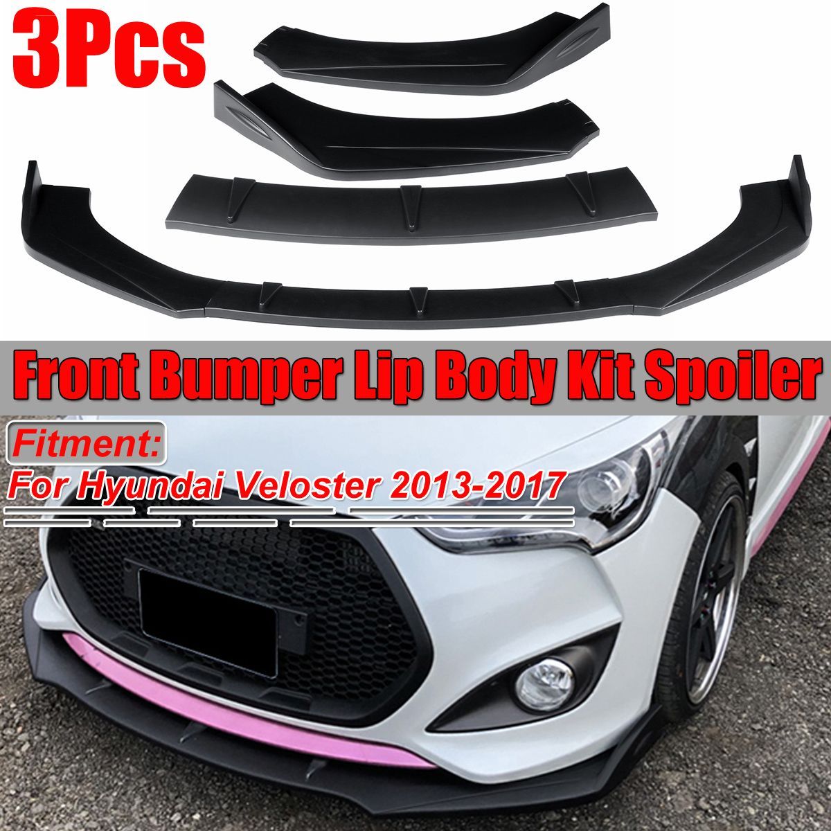 Matte-Black-Front-Bumper-Lip-Protector-Body-Kit-Spoiler-For-Hyundai-Veloster-2013-2017-1573208