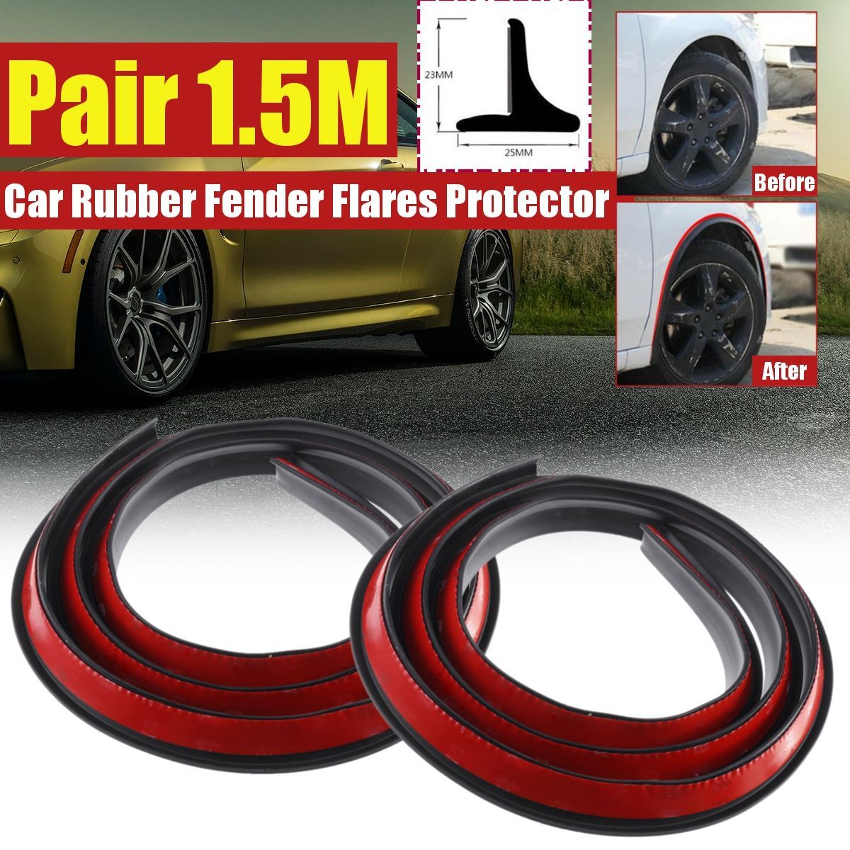 Pair-15M-Car-Fender-Flare-Extension-Wheel-Eyebrow-Moulding-Trim-Wheel-Arch-Strip-1640291