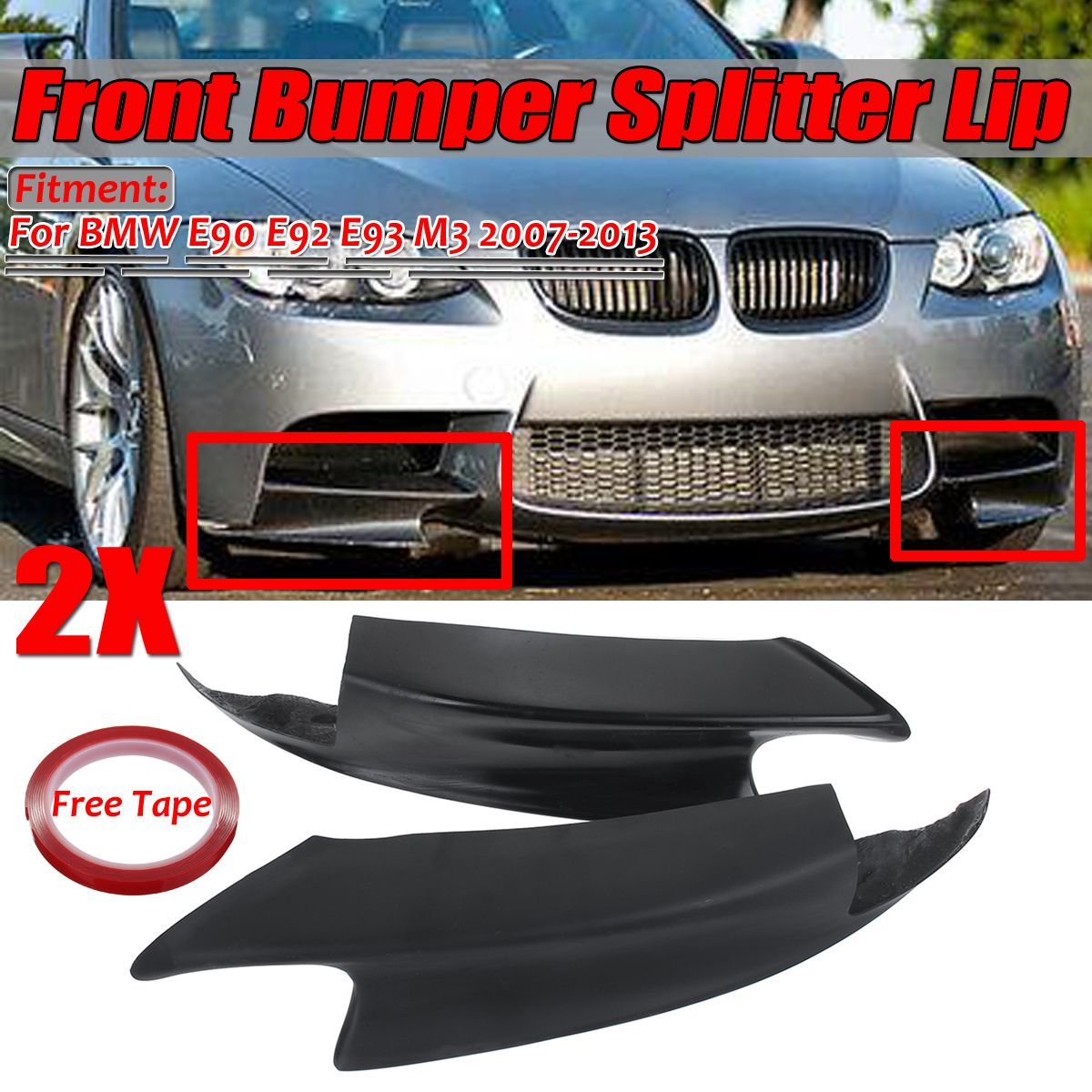 Pair-Matte-Black-Front-Bumper-Splitter-Lip-For-BMW-E90-E92-E93-M3-1698234