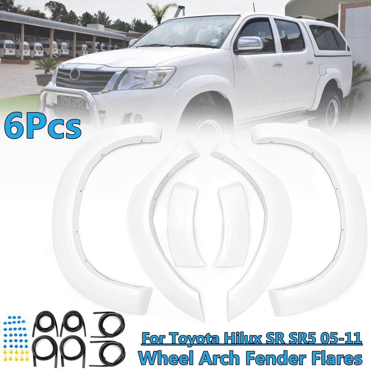 Pair-New-White-Front-Wheel-Fender-Flares-For-Toyota-Hilux-2005-2011-1486018