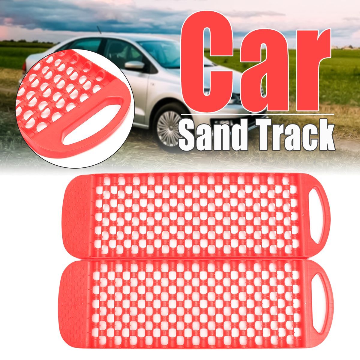 Pair-Red-Recovery-Tracks-Road-Tyre-Ladder-Anti-skid-Sand-Track-for-Mud-Sand-Snow-Grass-1251657